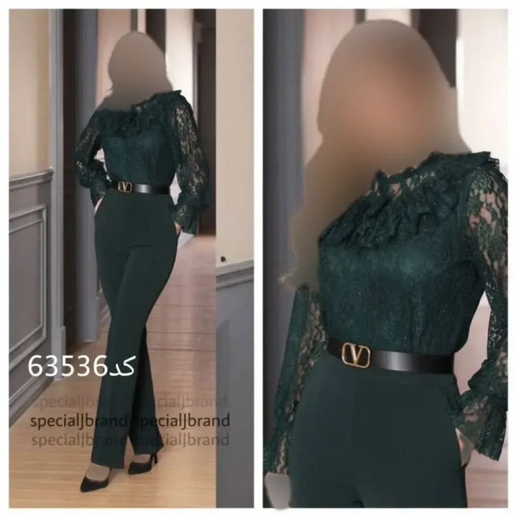 سرهمی مجلسی پارمیس سبز دانتل برجسته و غواصی قد 150 سایز 38-40