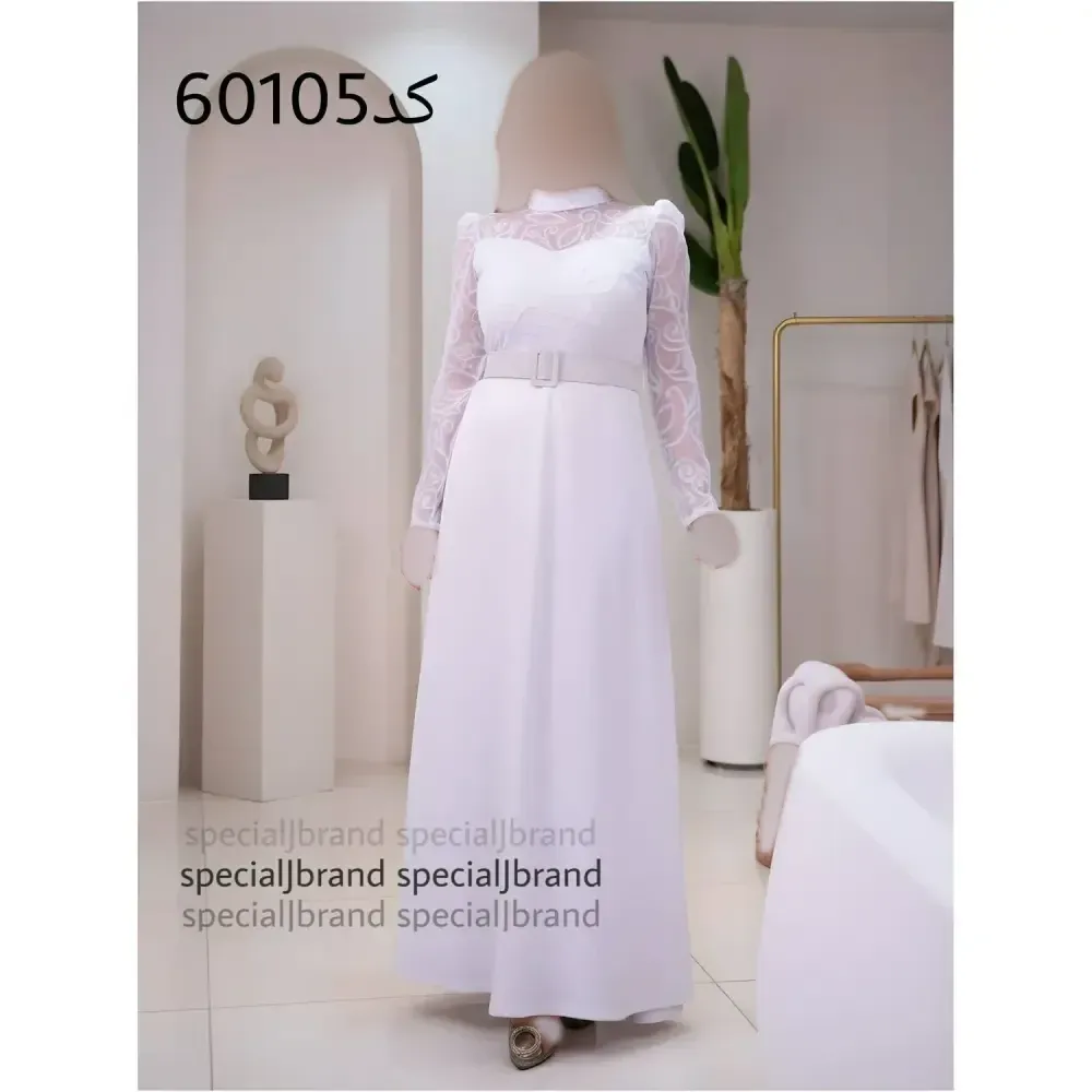 ماکسی مجلسی آریستا ح فلوک کره ای و کرپ کش قد 145 سایز 46-48 سفید