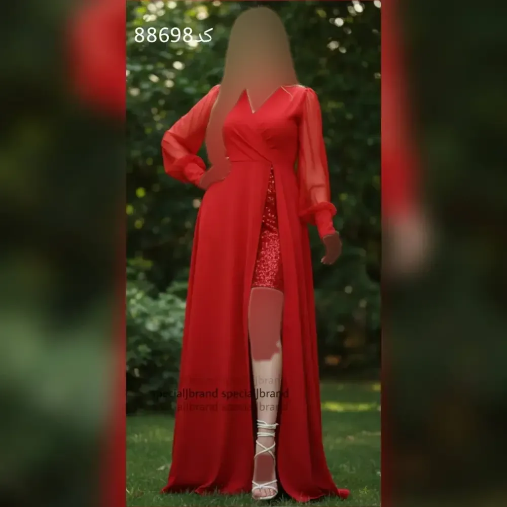پیراهن مجلسی ماکسی خورشید ح کرپ کش و پولک قرمز قد 155 زیپدار سایز 40-42