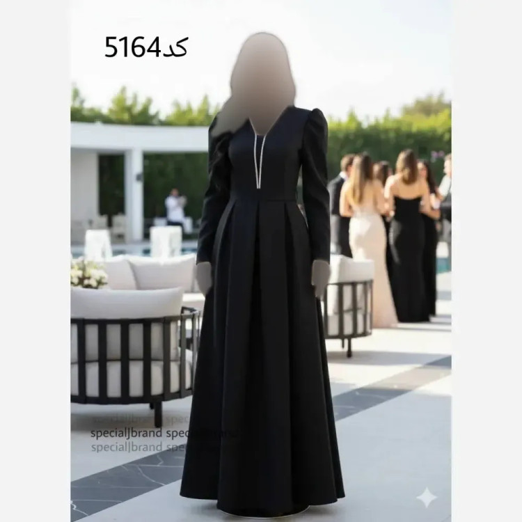 پیراهن مجلسی ماکسی گیتا مشکی قد 160 جنس مازراتی سایز 50 تا 54