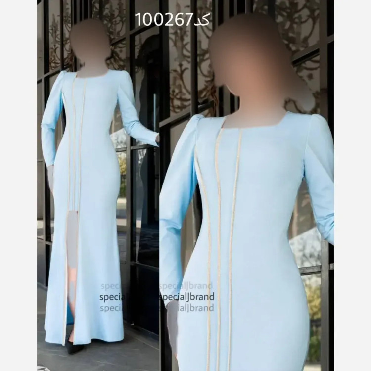 ماکسی مجلسی ژالین دالقیچ قد 160 زیپدار آبی سبز سایز 44 تا 54