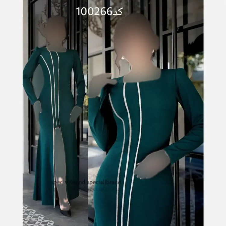 ماکسی مجلسی ژالین دالقیچ قد 160 زیپدار آبی سبز سایز 44 تا 54