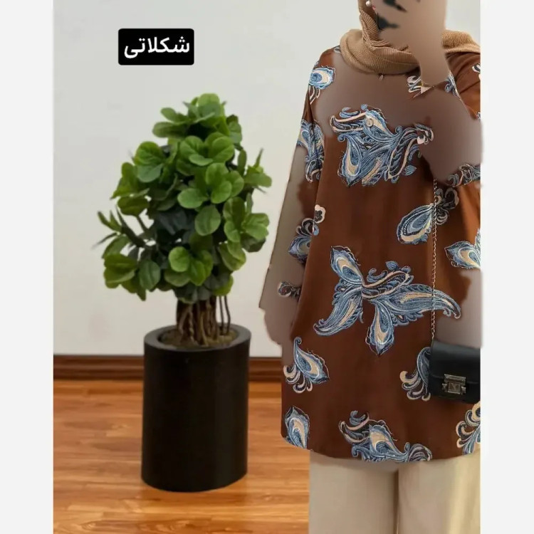 تونیک نخی زنانه مدل آیین خنک و لطیف مناسب بهار و تابستان طرح بته جقه فری سایز