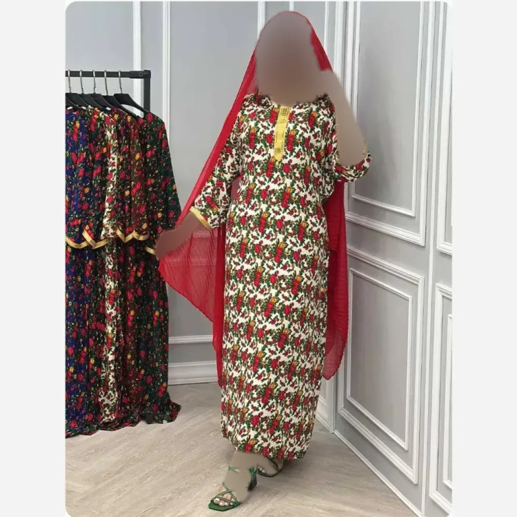 پیراهن ساحلی زرین نخی خنک و راحت فری سایز 36 تا 46 قد 130 دور سینه 110 کمربند متصل