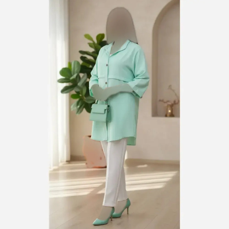 مانتو زنانه داکرون اعلا کد 2252 قد 75 در رنگ های آبی، سرخ، کاربنی، مینتی و سایز 1 و 2