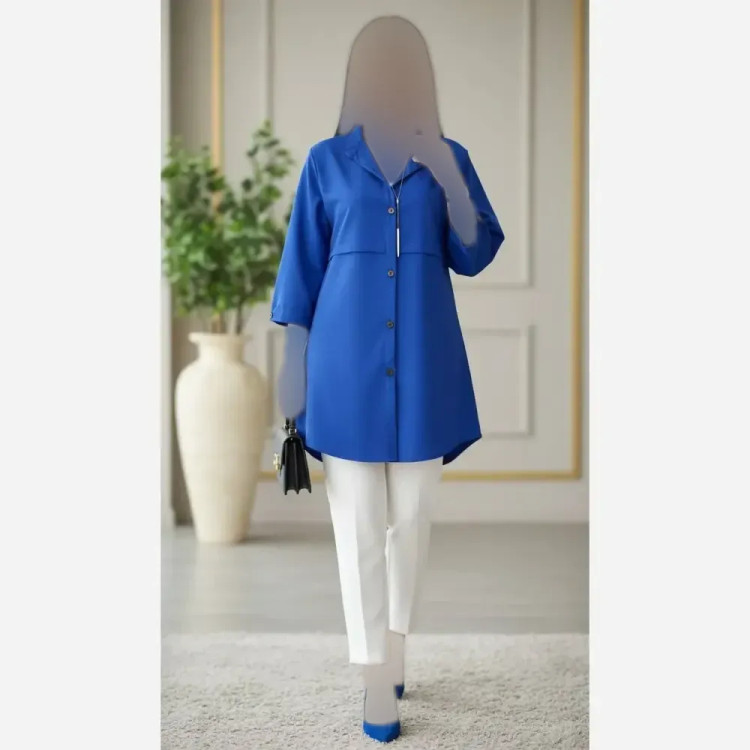 مانتو زنانه داکرون اعلا کد 2252 قد 75 در رنگ های آبی، سرخ، کاربنی، مینتی و سایز 1 و 2