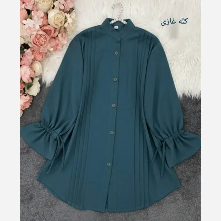 مانتو داکرون اعلا آستین شیپوری بنددار چهار پیله زنانه سایز 38 تا 48