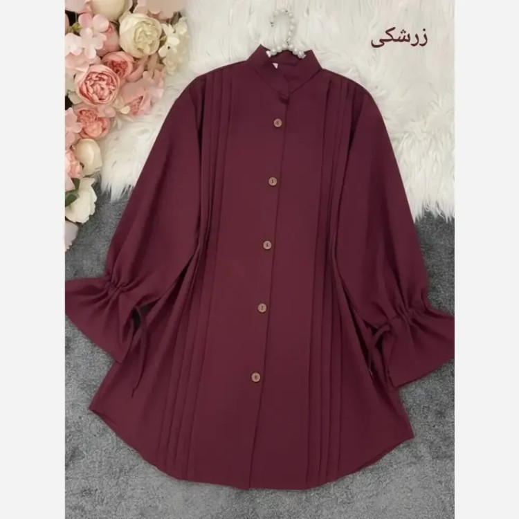 مانتو داکرون اعلا آستین شیپوری بنددار چهار پیله زنانه سایز 38 تا 48