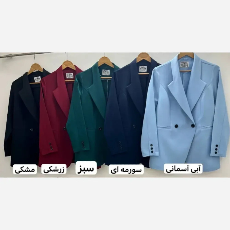 کت زنانه کرپ مازراتی الماس آبی آسمانی سبز قد 70 قد آستین 60 لایه پرشین کیفیت تضمینی