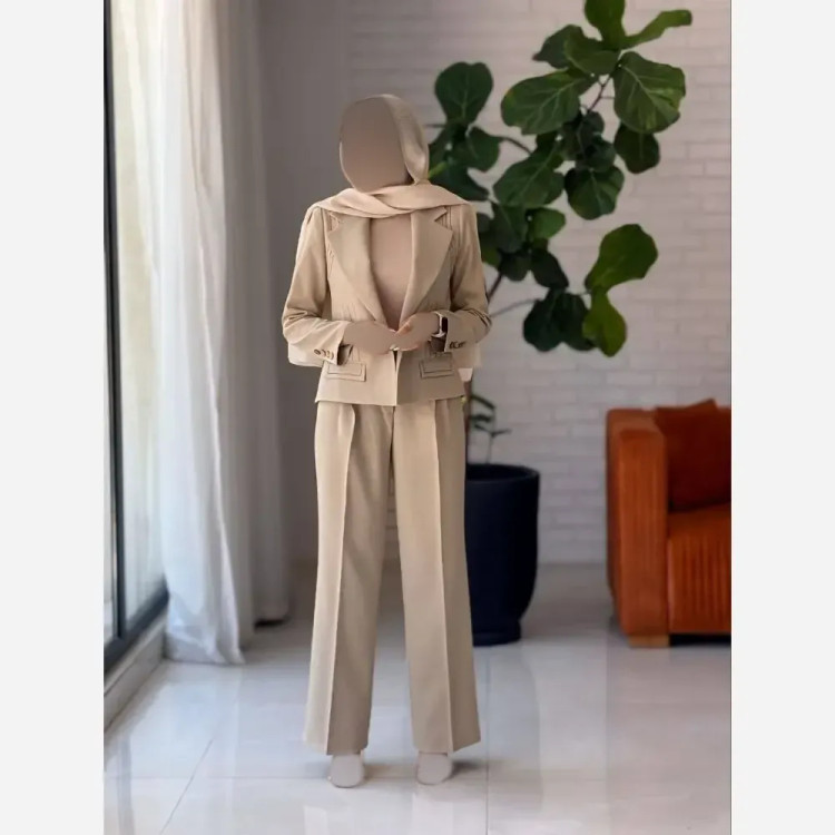 کت شلوار شاپرک کرپ مازراتی دبل گرم بالا مشکی کرمی سایز 1 و 2