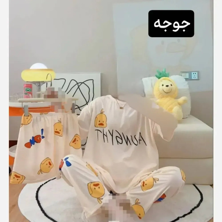 ست سه تیکه راحتی زنانه نخ پنبه فری سایز طرح دار