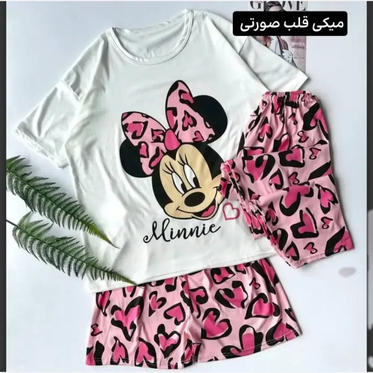ست سه تیکه راحتی زنانه نخ پنبه فری سایز طرح دار
