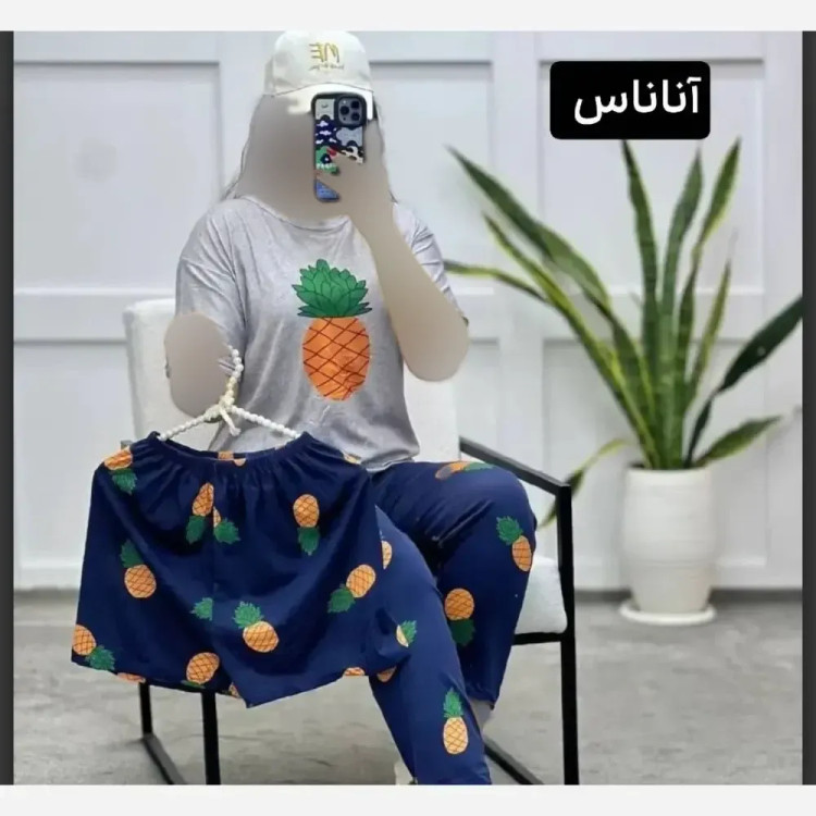 ست سه تیکه راحتی زنانه نخ پنبه فری سایز طرح دار