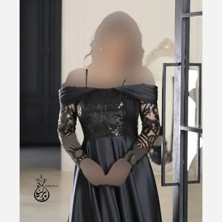 پیراهن پولک دامن ساتن آمریکایی زنانه کد 490 مشکی سایز 40 تا 50