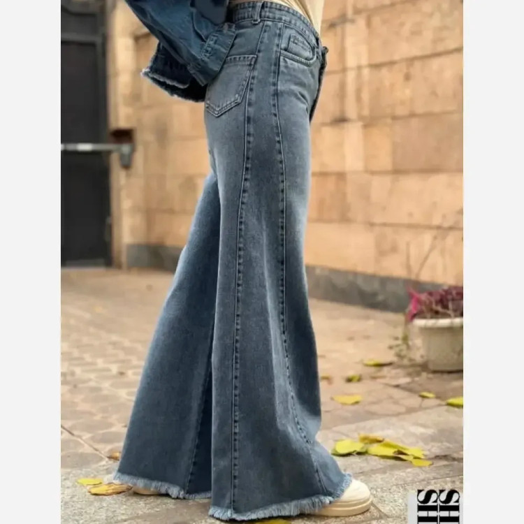 شلوار جین شافل بغل سنگشور ترک زنانه قد 105 سایزبندی کامل