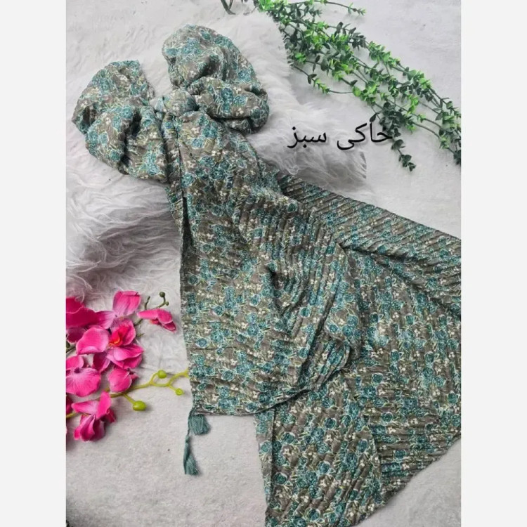 شال پلیسه ژاکارد کالکشن بهار ابعاد 51*200 فری سایز رنگ بندی متنوع