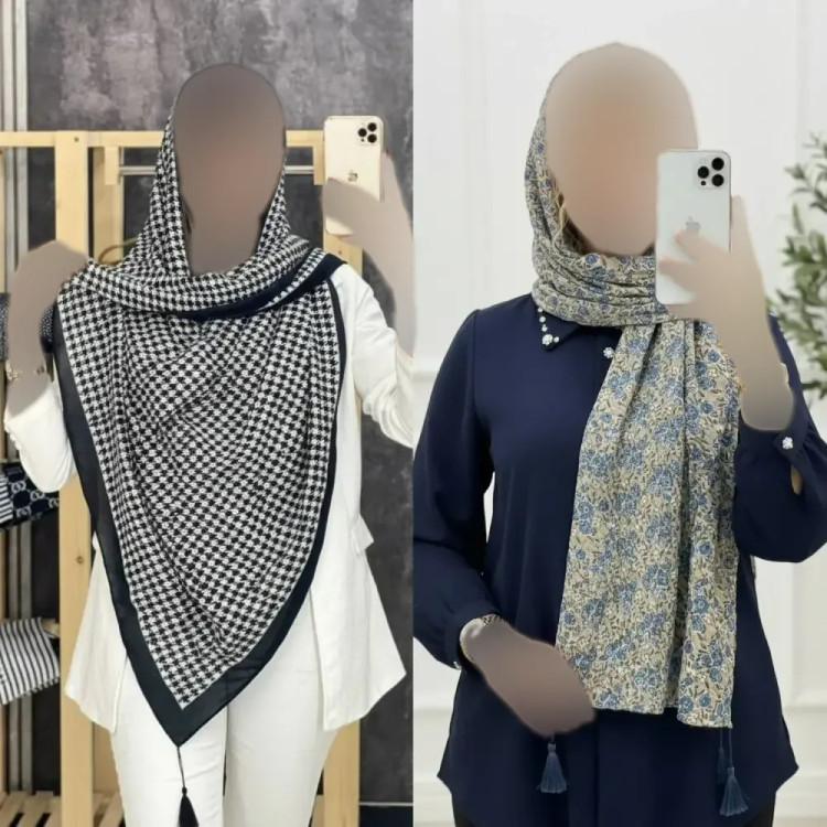 شال پلیسه ژاکارد کالکشن بهار ابعاد 51*200 فری سایز رنگ بندی متنوع