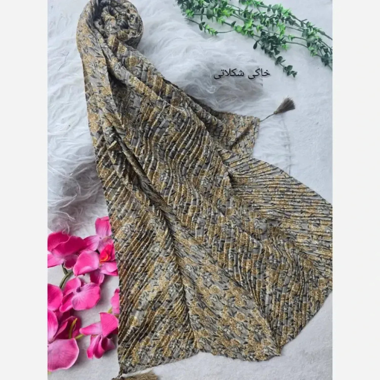 شال پلیسه ژاکارد کالکشن بهار ابعاد 51*200 فری سایز رنگ بندی متنوع