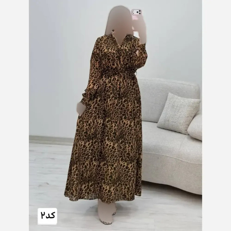 پیراهن ساحلی زنانه حریر آستردار فری سایز تا 46-48 کمر کشی و کمربنددار