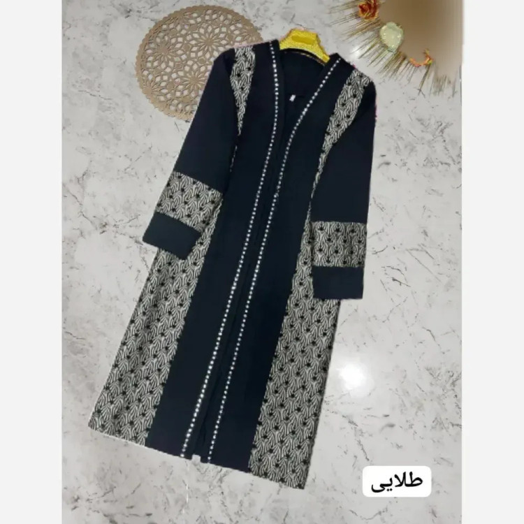 مانتو مجلسی عاطی کرپ مازراتی خرجکار تافته سایزبندی 36 تا 50