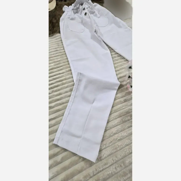 شلوار کتان مام فیت کمر هویجی زنانه سایز 40 تا 50 رنگ مشکی کرم سفید سبز نسکافه ای