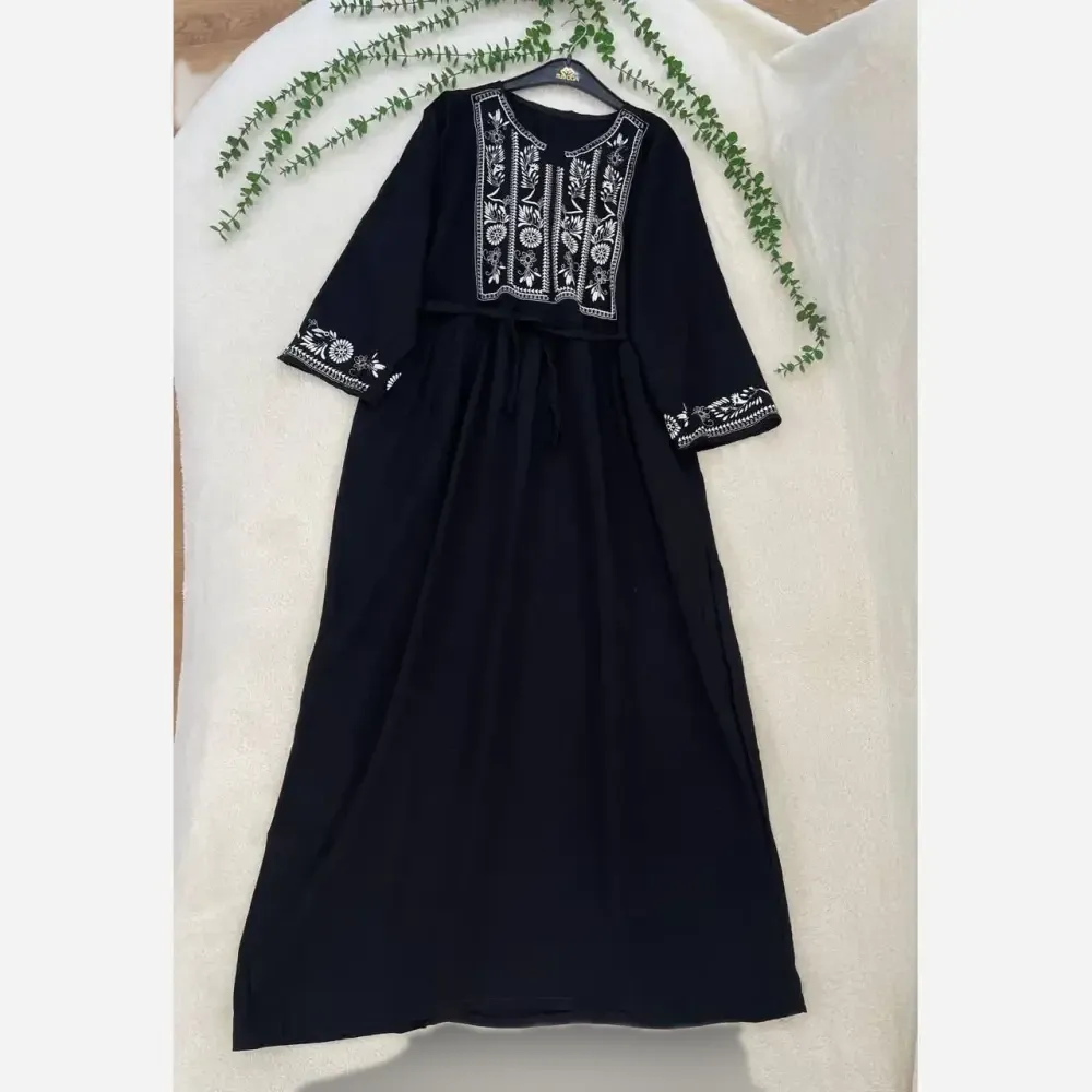 پیراهن کیجا مشکی تمام نخ فری سایز زنانه قد 138