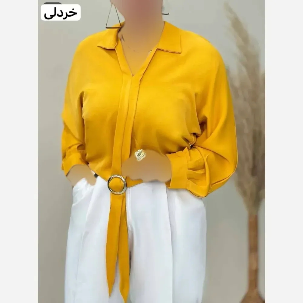 شومیز مجلسی سونیا کرپ الما فری سایز خردلی مسی