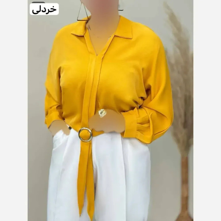 شومیز مجلسی سونیا کرپ الما فری سایز خردلی مسی