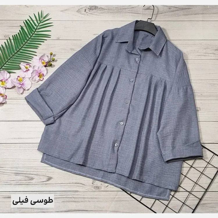شومیز مانتویی دخترانه مدل دلا جنس شانتون فری سایز