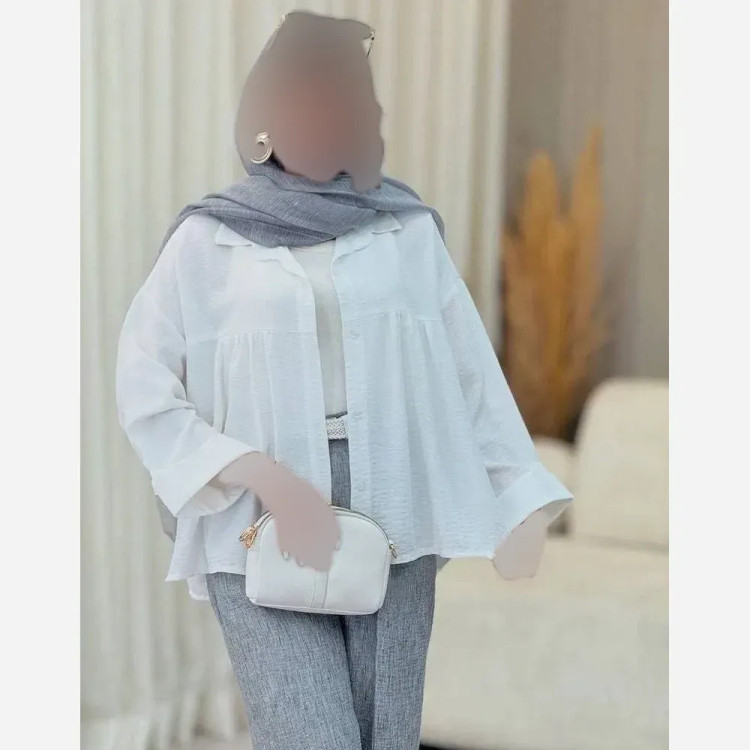 شومیز مانتویی دخترانه مدل دلا جنس شانتون فری سایز