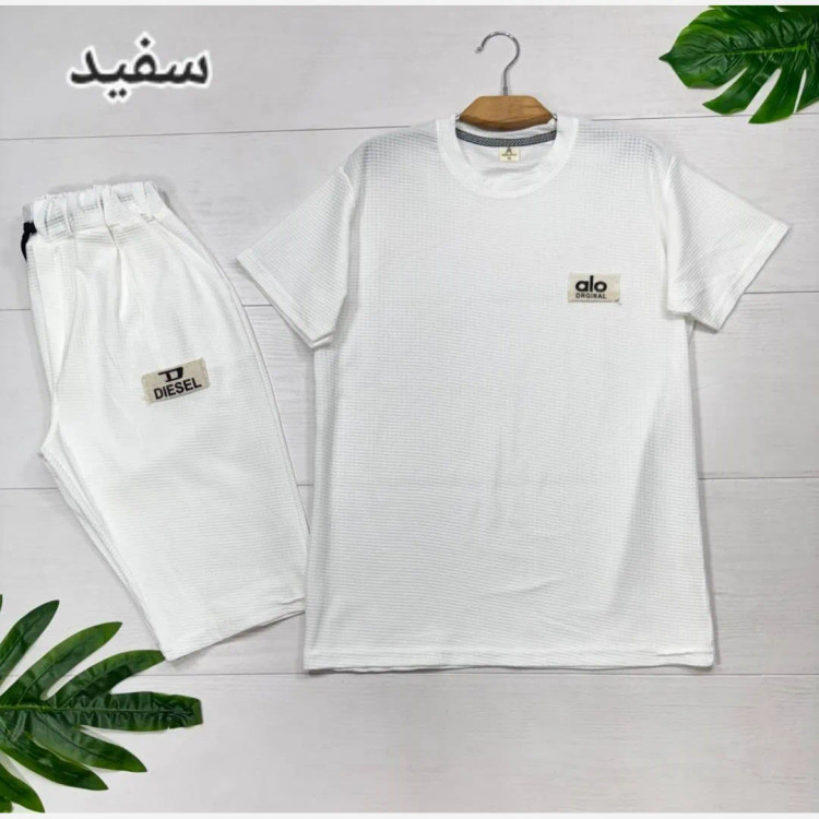 ست تیشرت و شلوارک مردانه مدل سیاوش جنس بیسکوئیتی گرم بالا سایز L تا 3XL