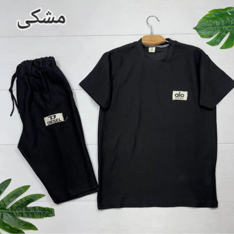 ست تیشرت و شلوارک مردانه مدل سیاوش جنس بیسکوئیتی گرم بالا سایز L تا 3XL