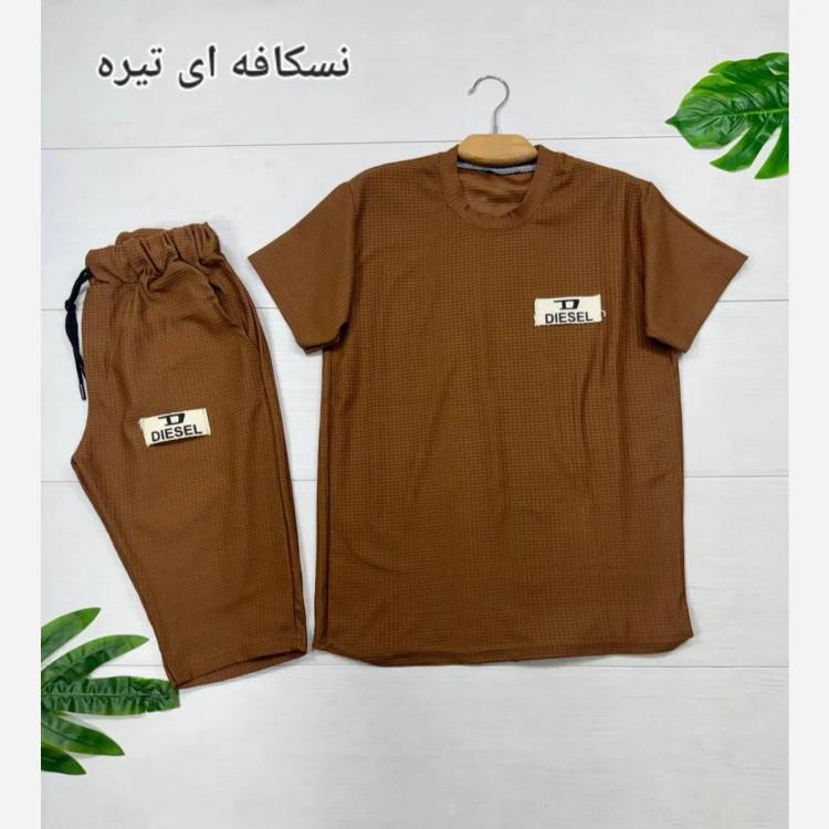 ست تیشرت و شلوارک مردانه مدل سیاوش جنس بیسکوئیتی گرم بالا سایز L تا 3XL