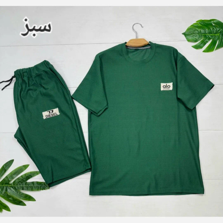 ست تیشرت و شلوارک مردانه مدل سیاوش جنس بیسکوئیتی گرم بالا سایز L تا 3XL