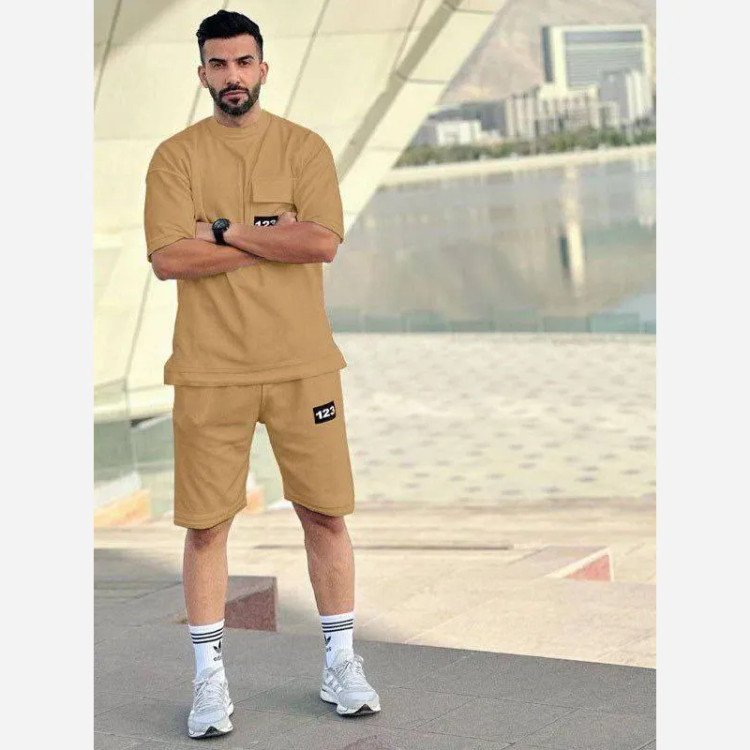 ست تیشرت و شلوارک مردانه مدل سیاوش جنس بیسکوئیتی گرم بالا سایز L تا 3XL