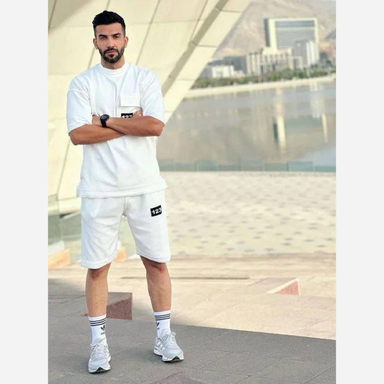 ست تیشرت و شلوارک مردانه مدل سیاوش جنس بیسکوئیتی گرم بالا سایز L تا 3XL