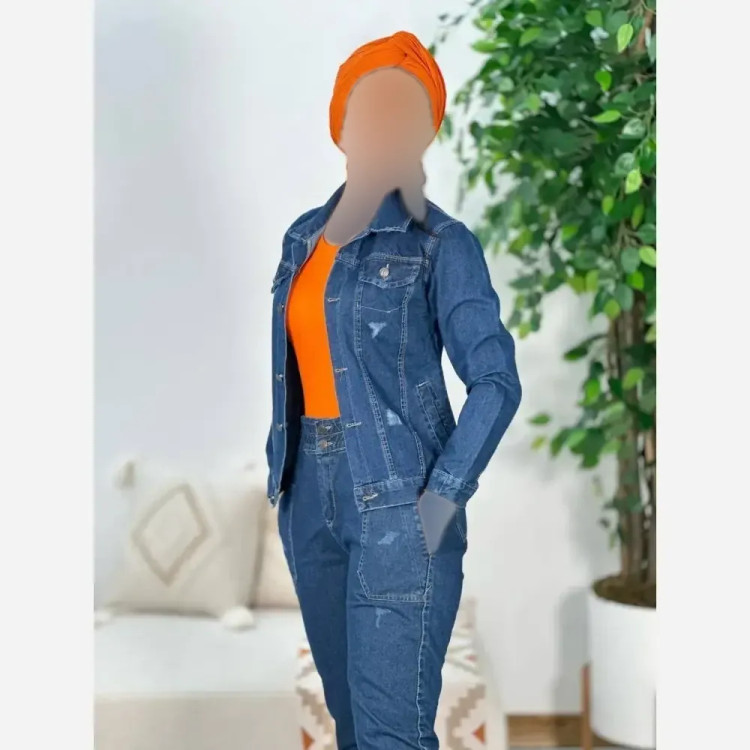 کت جین کوتاه زنانه جنس جین ضخیم سنگشور شده در سه رنگ متنوع