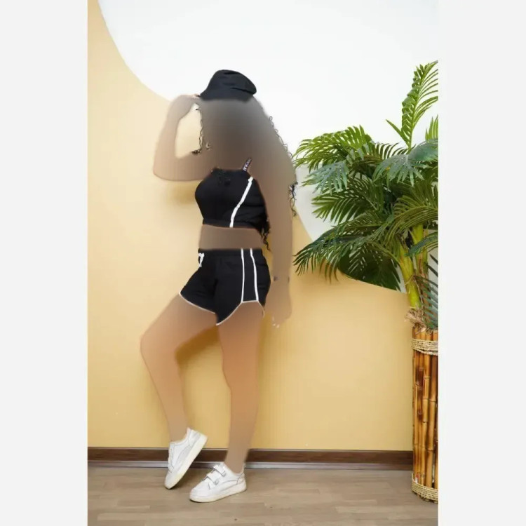 ست تاپ و شورتک زنانه مدل CK جنس نخ پنبه رنگ مشکی فری سایز 36 تا 44