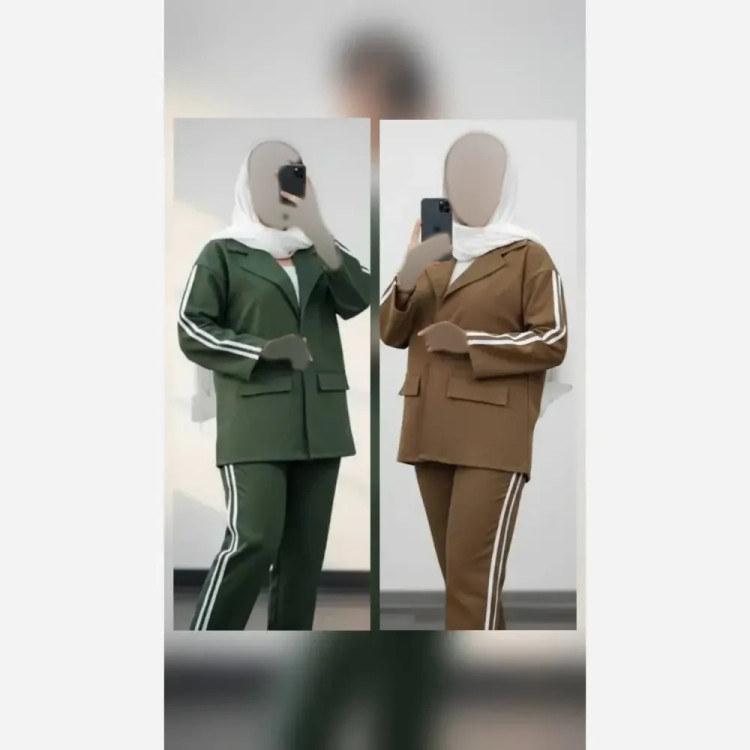 ست کت و شلوار اسپرت زنانه کتان کش فری سایز 40 تا 52 مدل ققنوس
