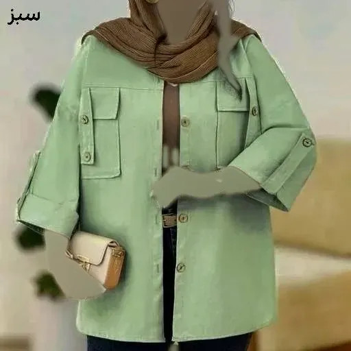 مانتو لینن جیب صلیبی زنانه فری سایز مدل دکمه دار