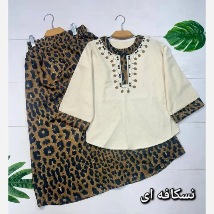 ست بلوز و دامن زنانه مدل آتریسا جنس شانتون فری سایز