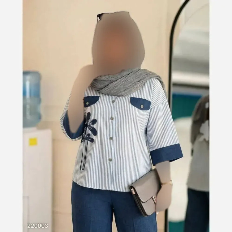 ست شومیز و شلوار زنانه مدل سحر جنس شانتون و لنین فری سایز 38 تا 48