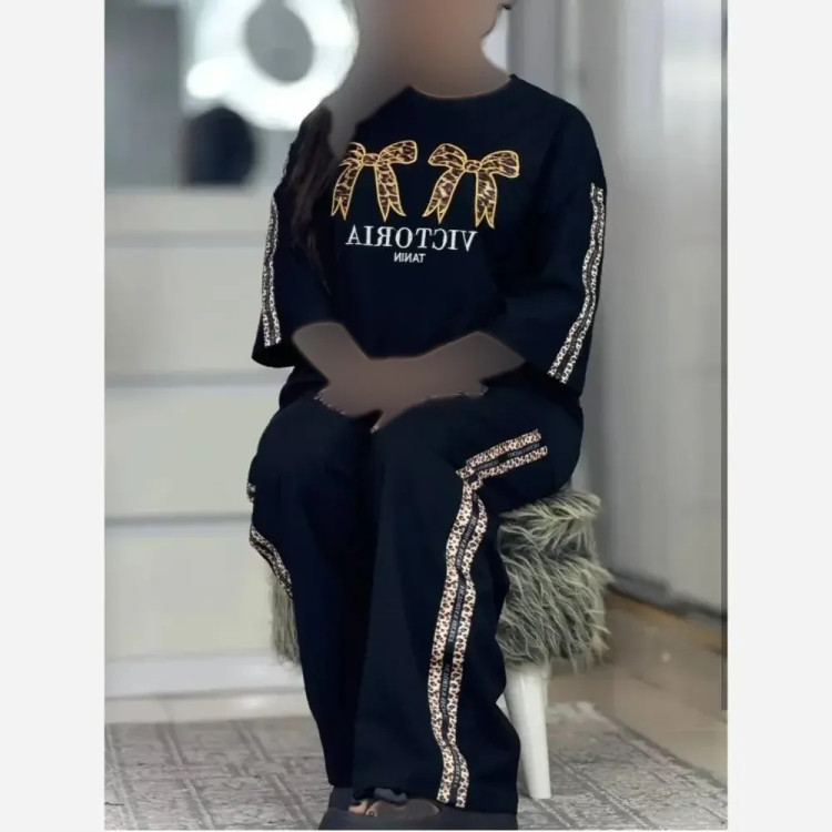 ست دبل پاپیون پلنگی زنانه جنس گلکسی پنبه درجه یک سایز فری 38 تا 48