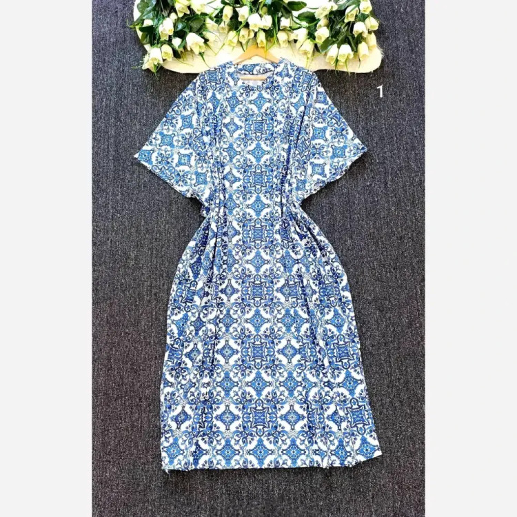 پیراهن ساحلی عبایی سنتی زنانه پارچه فلور بوگاتی فری سایز 38 تا 50