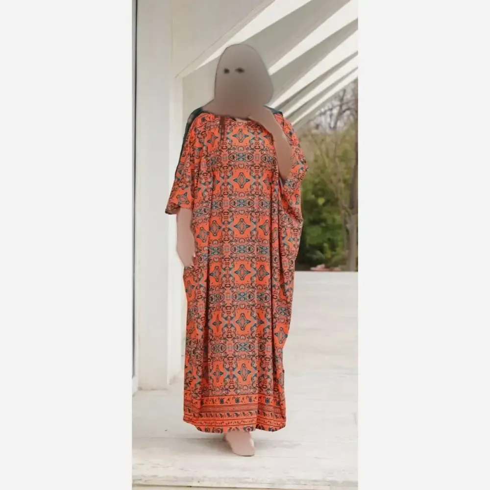 پیراهن ساحلی عبایی سنتی زنانه پارچه فلور بوگاتی فری سایز 38 تا 50