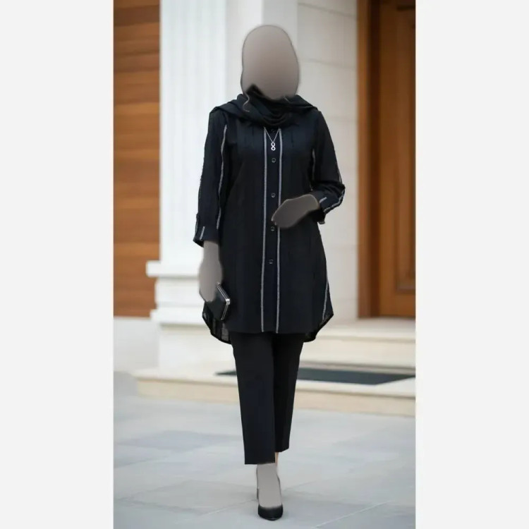 شومیز مانتویی زنانه مدل پامچال جنس لنا ژاکارد فری سایز مجلسی