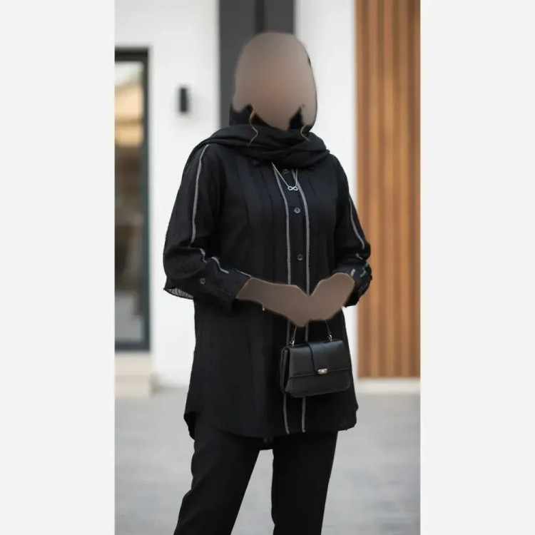 شومیز مانتویی زنانه مدل پامچال جنس لنا ژاکارد فری سایز مجلسی