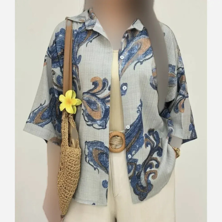 شومیز زنانه مدل ایتالیایی جنس کوک دوزی خنک و تابستانی فری سایز 36 تا 46