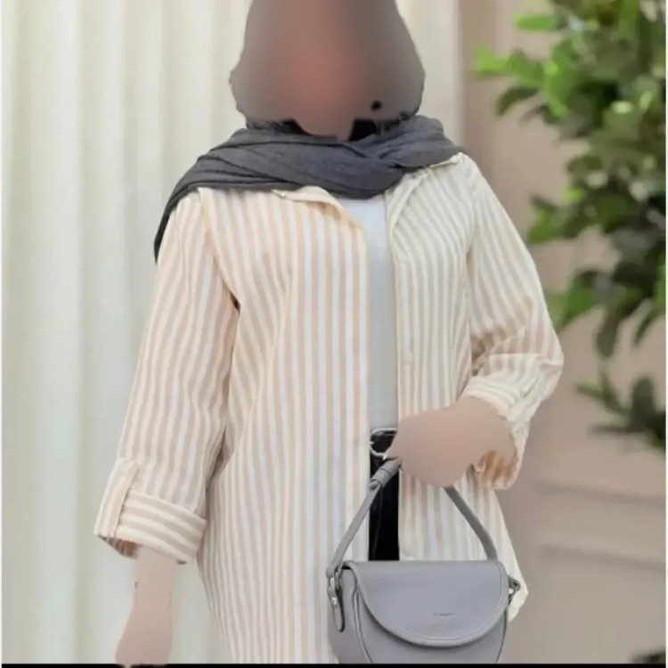 شومیز زنانه راه راه لنین تابستانه آستین پاگن دار جیب دار