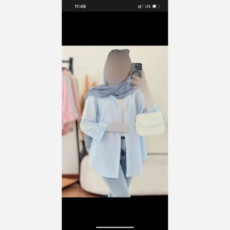 شومیز زنانه راه راه لنین تابستانه آستین پاگن دار جیب دار